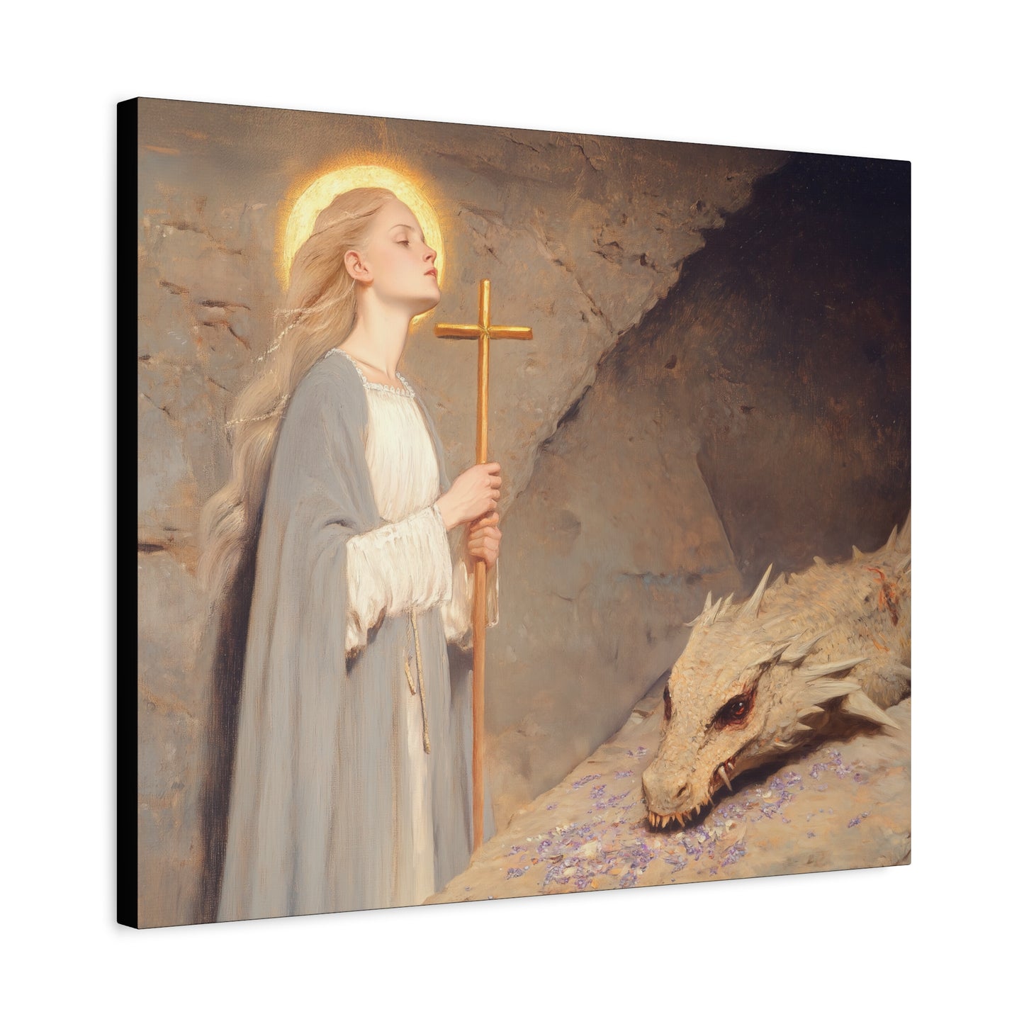 Saint Margaret of Antioch -  Museum Wrapped Canvas - Sanctified Souls Print - Religious Art for your Home - Catholic Patron Saint Art