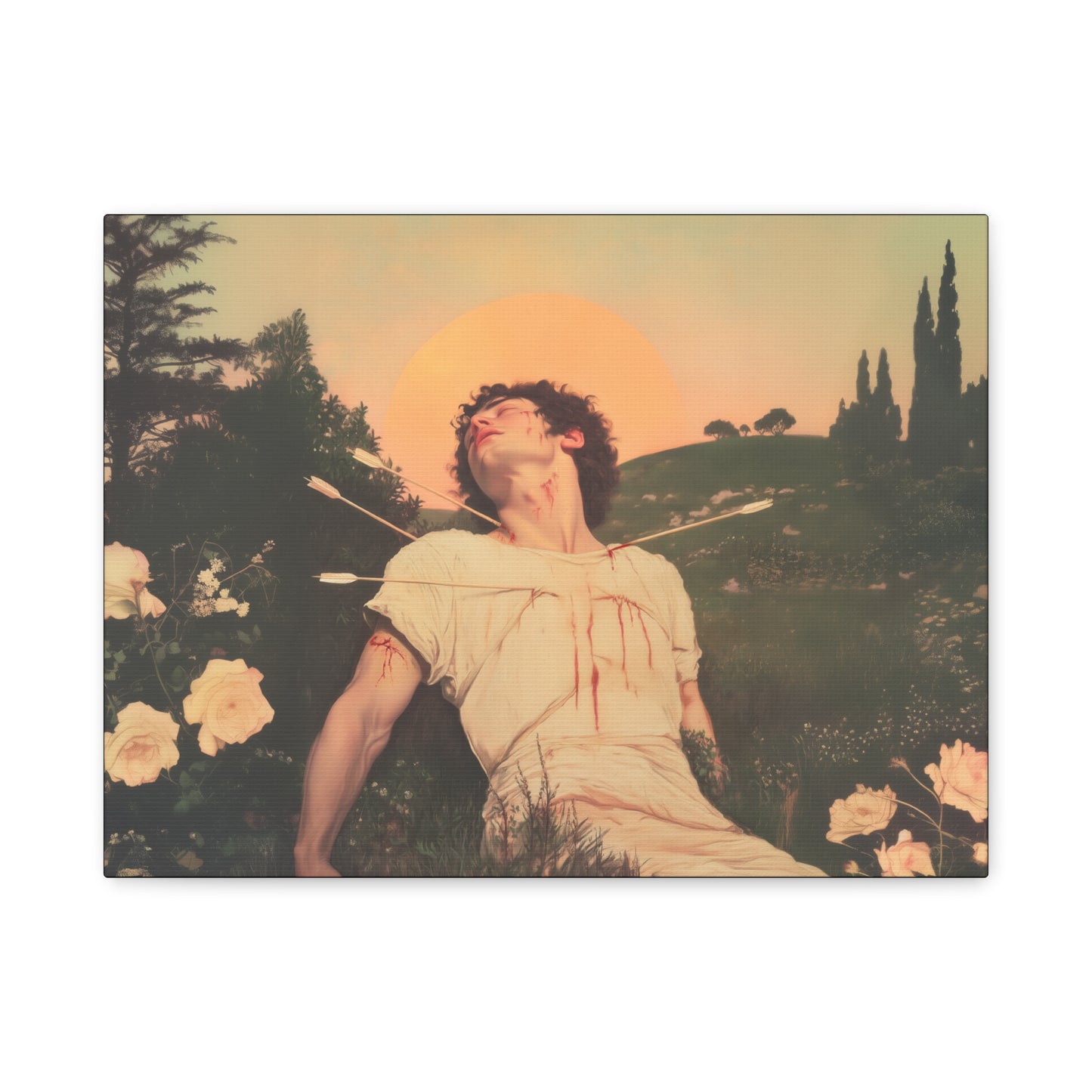 Saint Sebastian -  Museum Wrapped Canvas - Sanctified Souls Print - Religious Art for your Home - Catholic Patron Saint Art