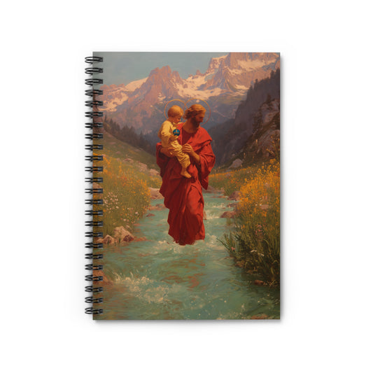 Saint Christopher - Sanctified Souls Art - Religious Based Notebook - Spiral Notebook - Prayer journal