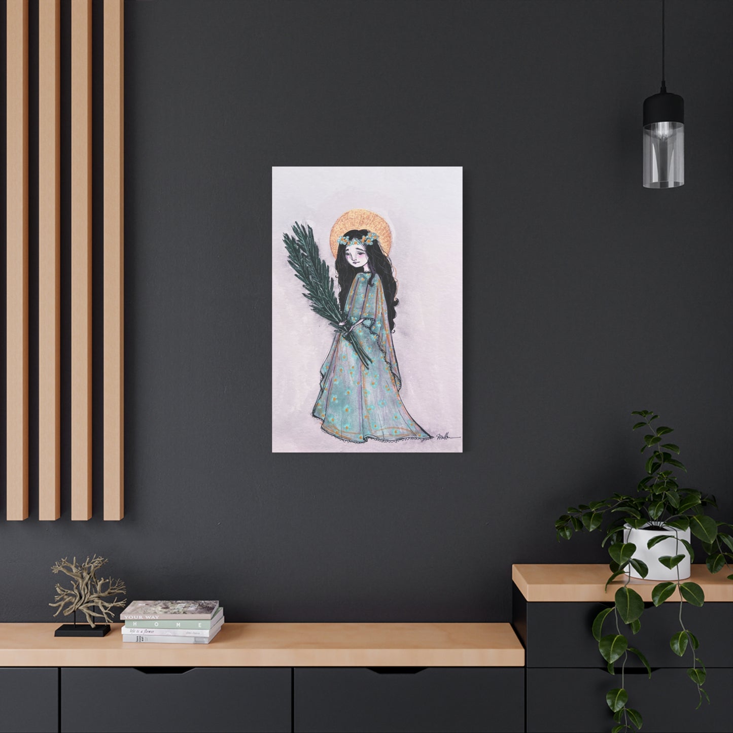 Saint Faith Canvas Print - Hand-Drawn Art - Catholic Print | Faith Hope and Charity Sacred Art | Sanctified Solocosmo Religious Artwork