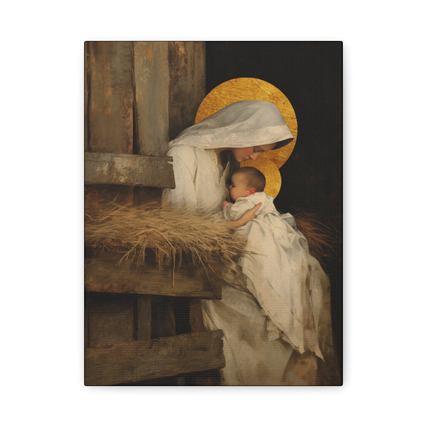 Our Lady of the Manger - Mother Mary and the Christ Child - Gallery Wrapped Canvas - Print - Religious Art for your Home - Catholic