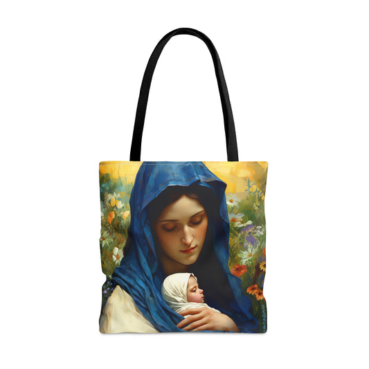 Graceful Maternity : The Virgin Mary and the Infant Savior Tote Bag - Catholic faith inspired carry-all purse - day to day bag Double Sided