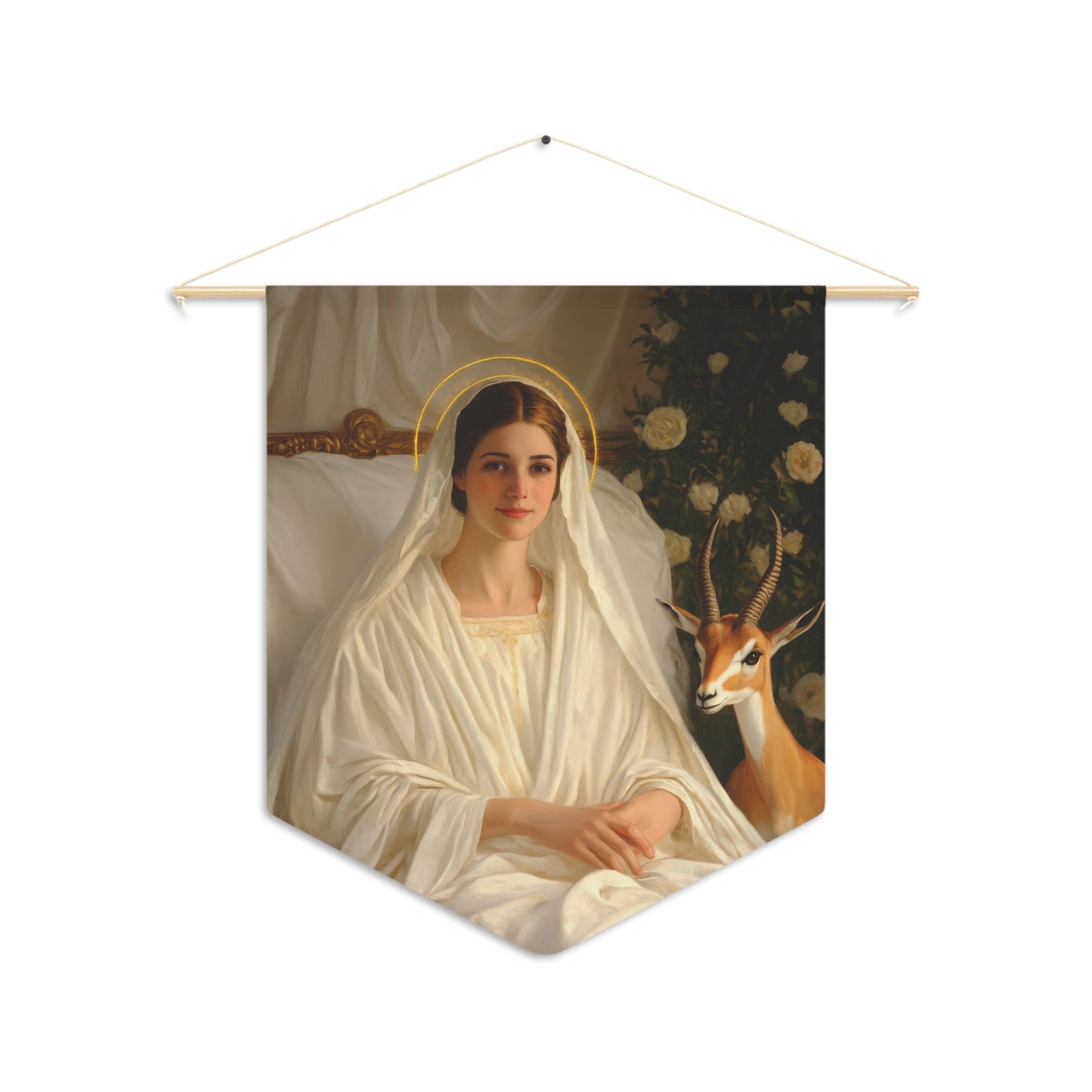 Saint Tabitha Pennant / Banner / Wall Hanging - Prayer room art - 18" x 21" - Catholic prayer Religious - Large Print