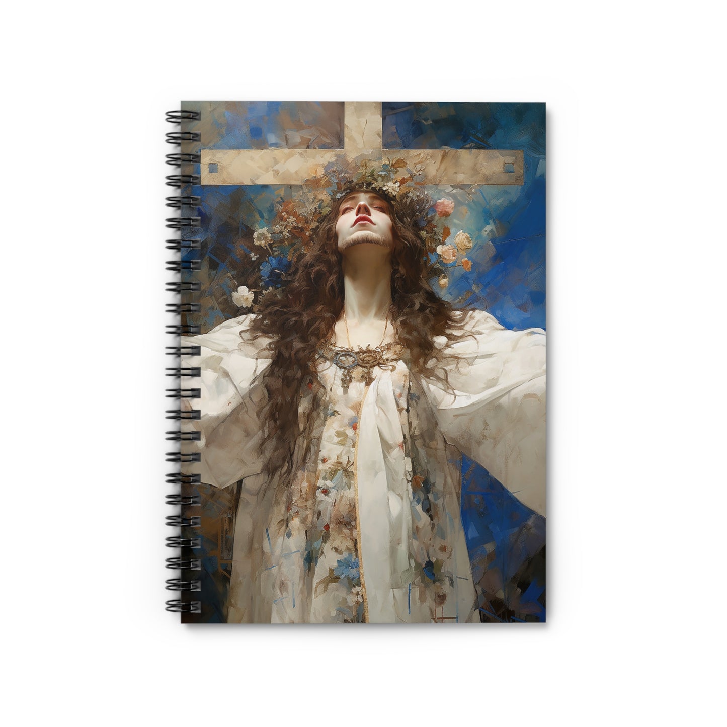 Saint Wilgefortis Journal - Sanctified Souls Art - Religious Based Notebook - Spiral Notebook - Ruled Line - The Bearded Virgin Martyr