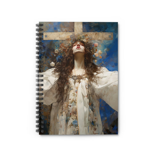 Saint Wilgefortis Journal - Sanctified Souls Art - Religious Based Notebook - Spiral Notebook - Ruled Line - The Bearded Virgin Martyr