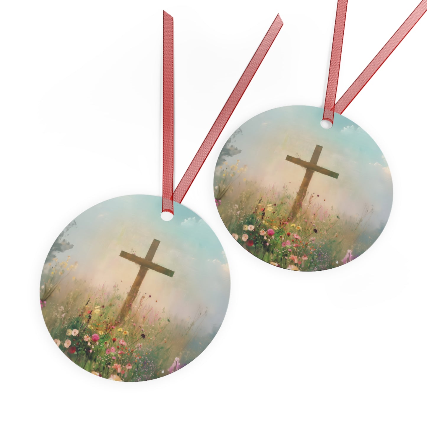 The Cross That Called the Earth to Life Metal Ornament - Religious Holiday Christmas Ornament and Keepsake - Double sided