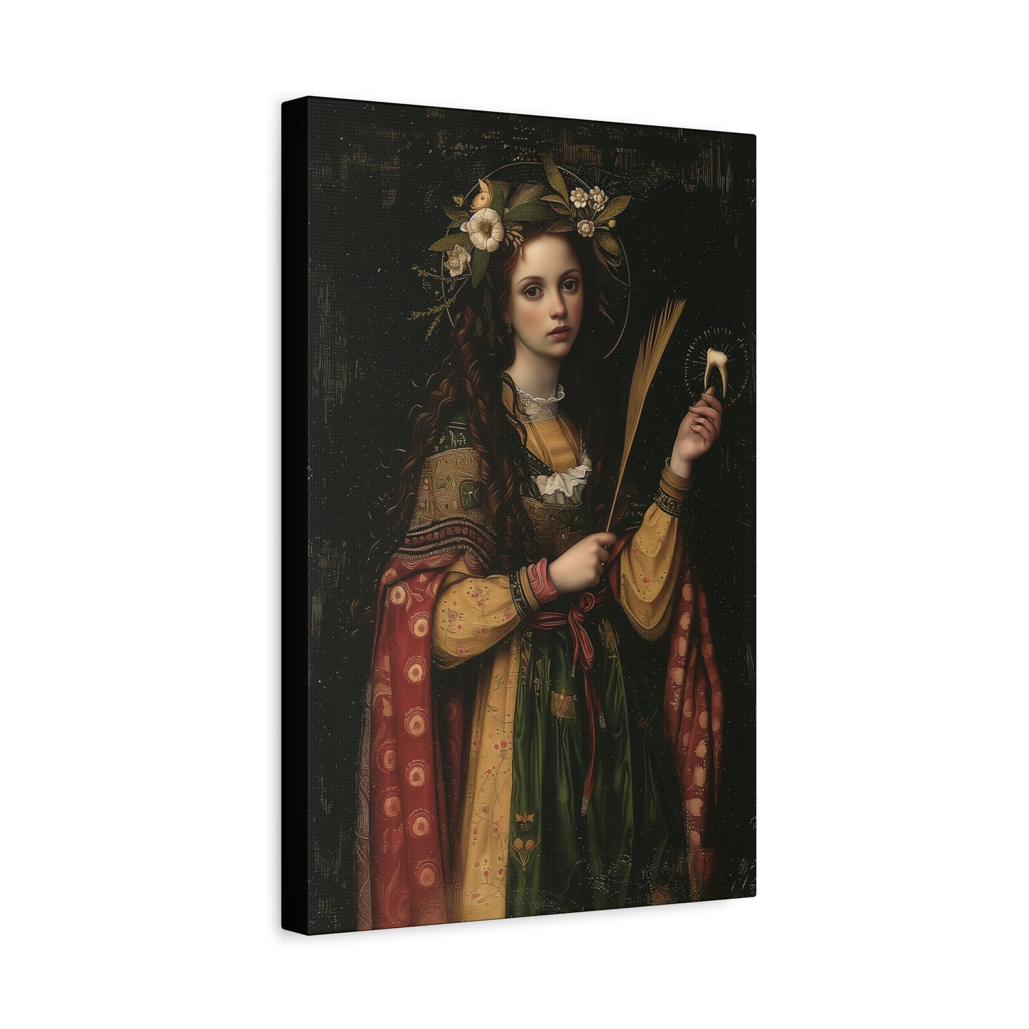 Saint Apollonia - Museum Wrapped Canvas - Print - Religious Art for your Home - Catholic art print - prayer room art