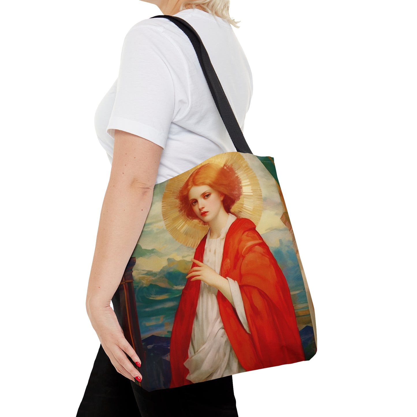 Saint Bibiana Tote Bag - Large Medium Small Faith Art Bag - Re usable Tote Purse - Double Sided - Catholic Art Bag