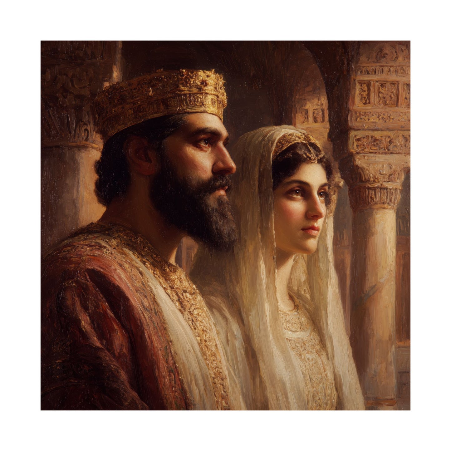 King Xerxes and Queen Esther - Sanctified Souls Print - Multiple Sizes - Premium Matte Vertical Posters