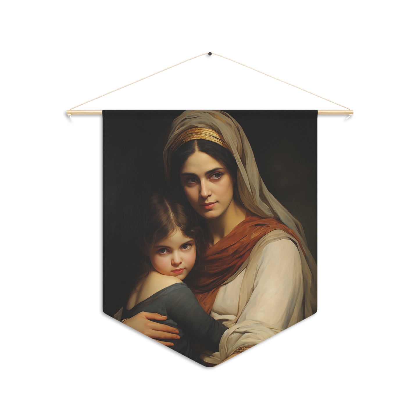Saint Anne and a Young Mary Pennant / Banner / Wall Hanging - Prayer room art - Catholic Home Art - Large Saint Art - 18" x 21"