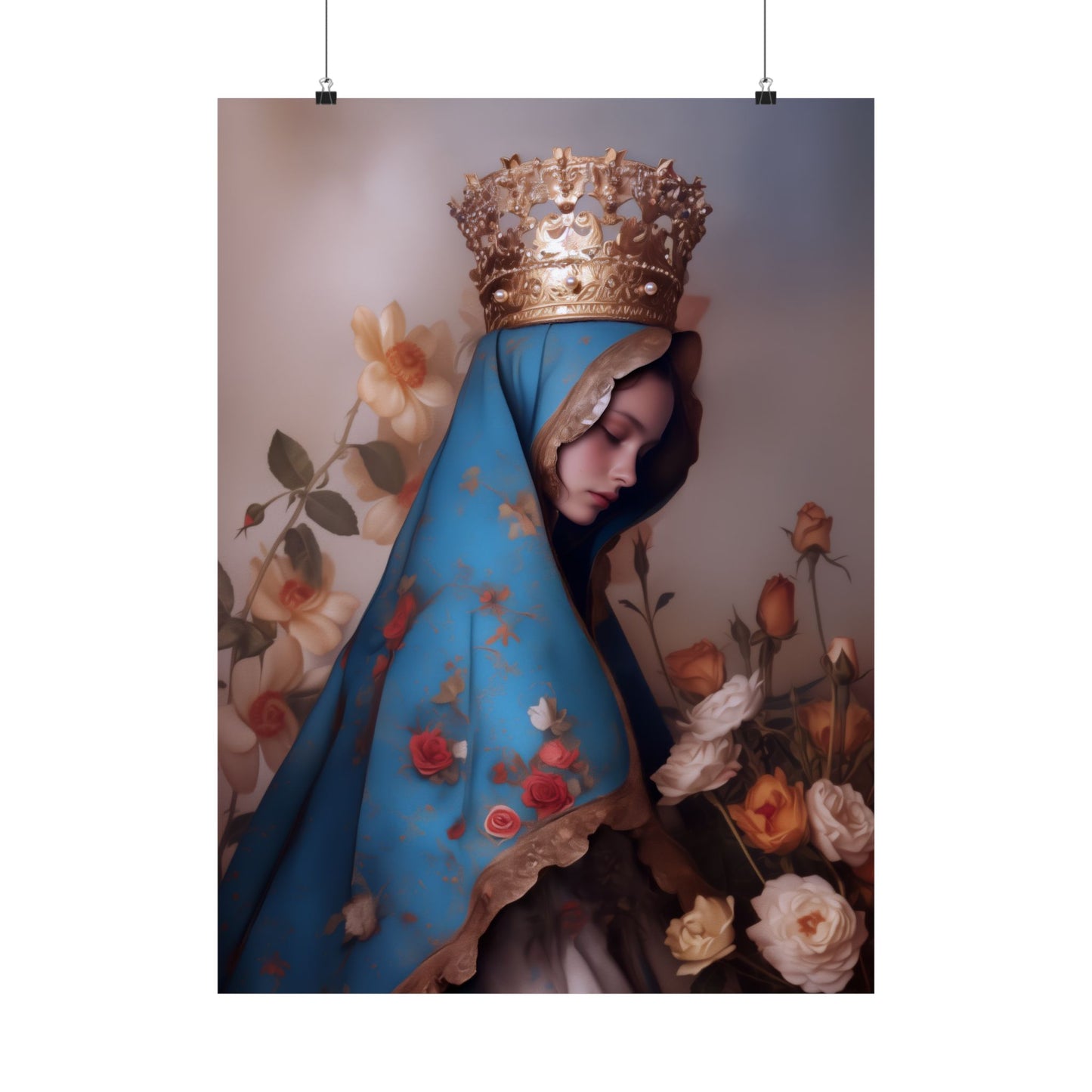 Our Lady of the Roses - Sanctified Souls Print - Multiple Sizes - Premium Matte Vertical Posters - Mother Mary Print