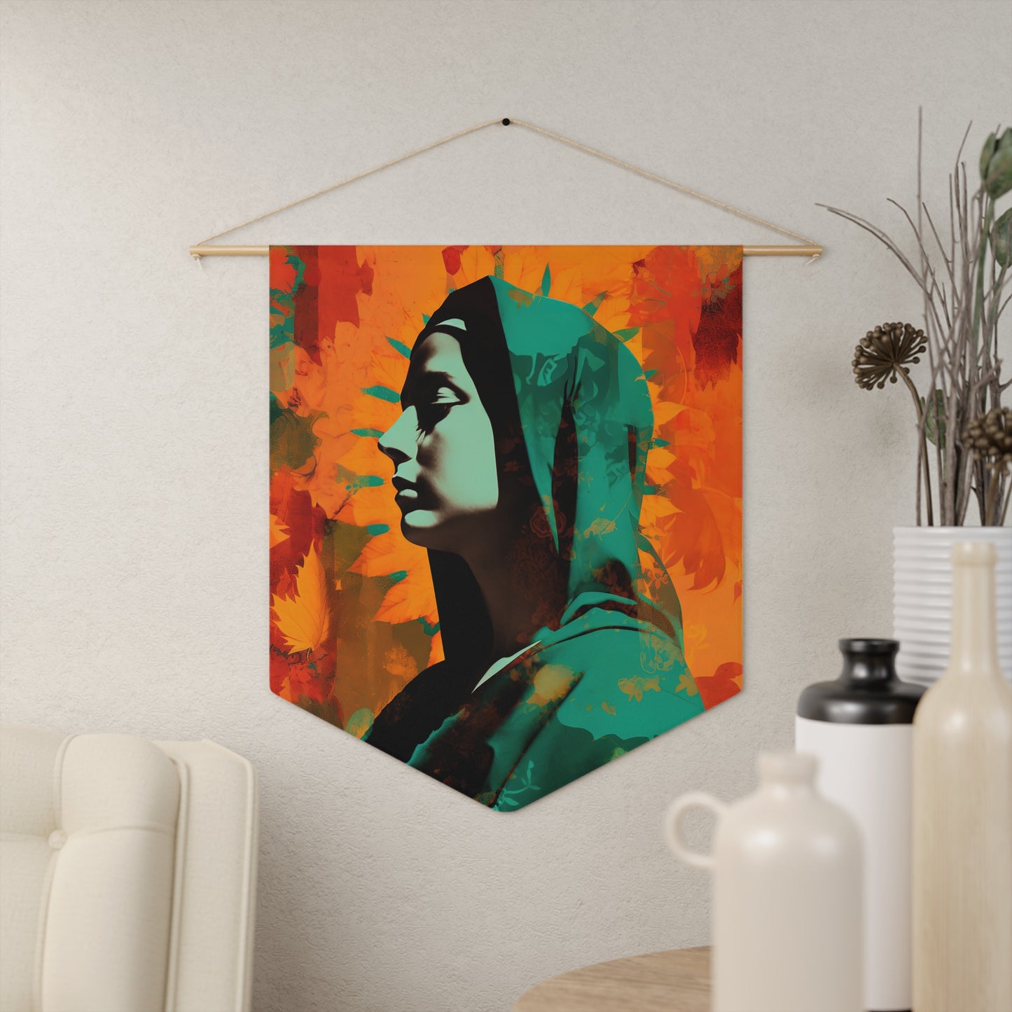 Heavenly Guadalupe Wall Banner / Wall Hanging - Prayer room art - Catholic Home Art - Our Lady of Guadalupe - 18" x 21"
