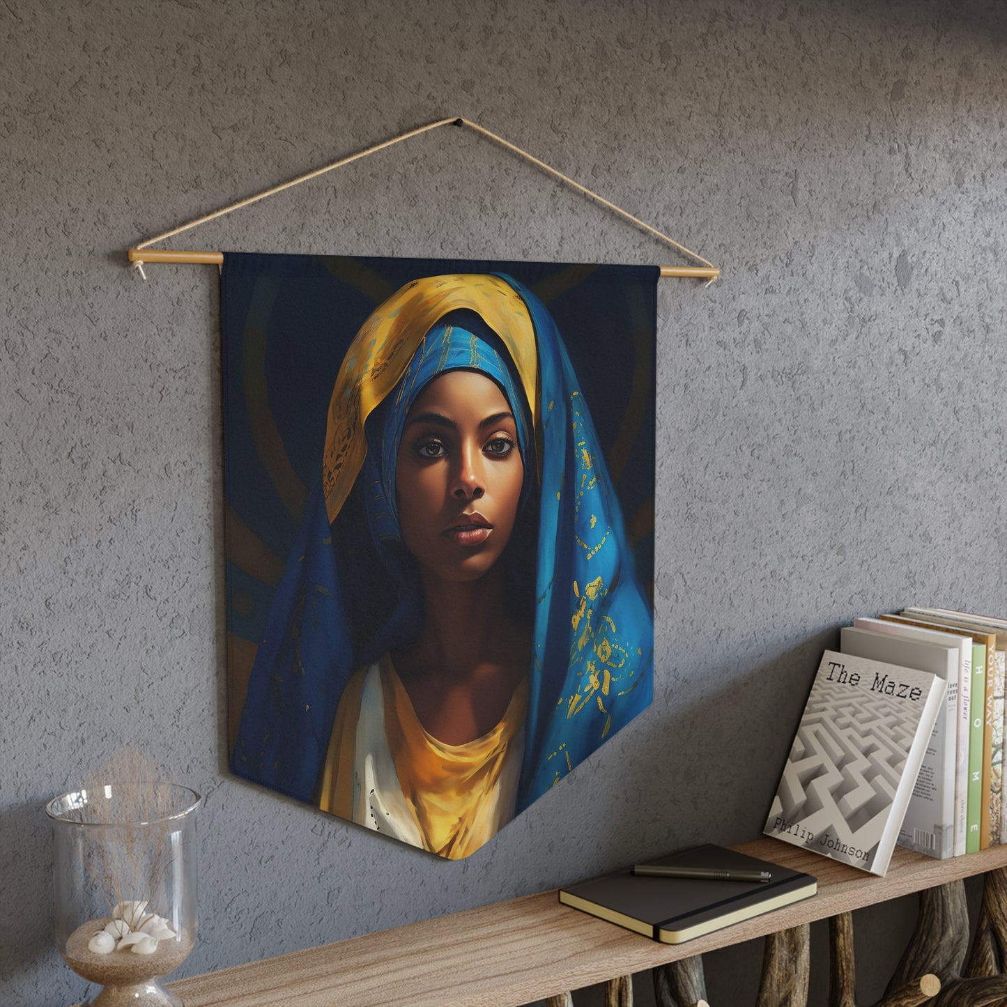 Mary the Blessed Virgin / Black Madonna Banner / Wall Hanging - Prayer room art - Catholic Home Art - Large Print - 18" x 21"