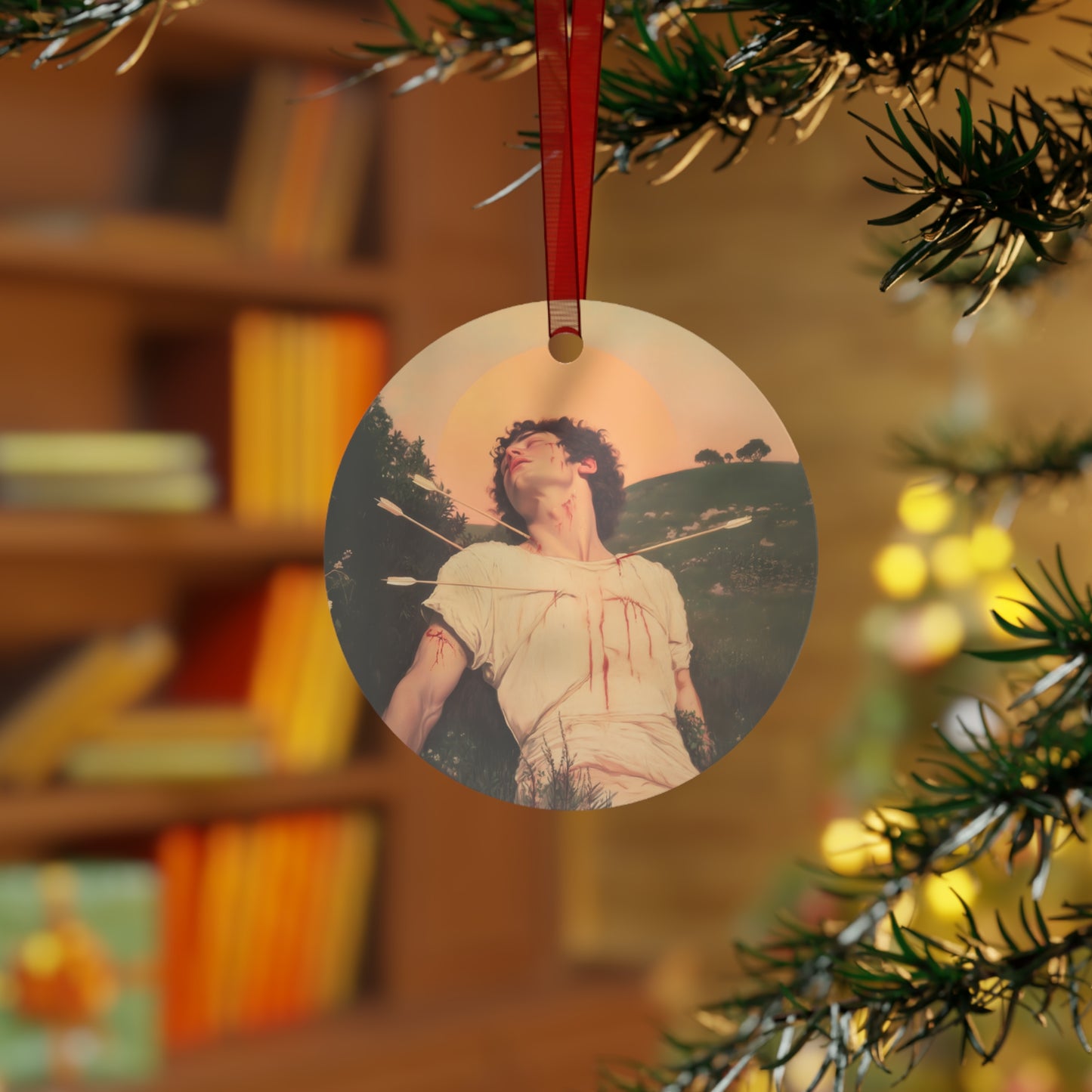 Saint Sebastian Metal Ornament - Religious Holiday Christmas Ornament and Keepsake - Prayer Ornament