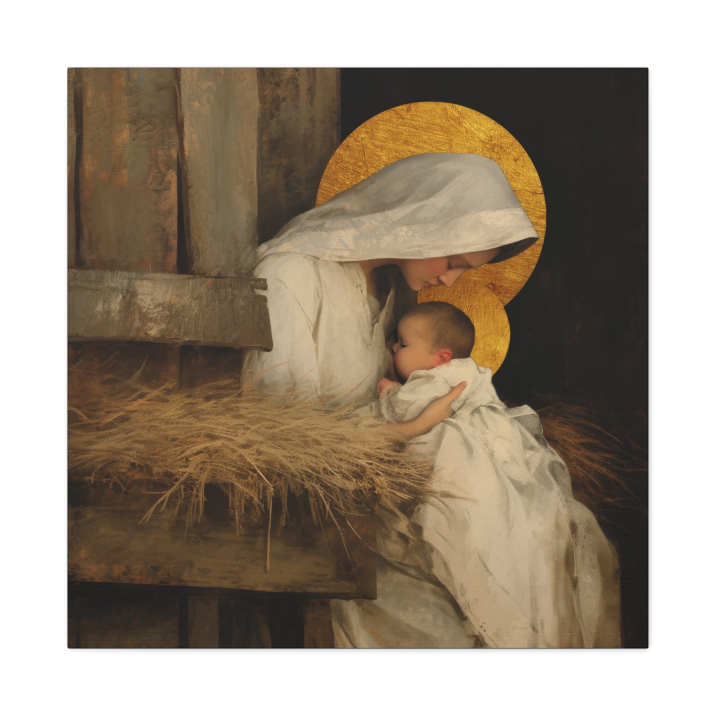 Our Lady of the Manger - Mother Mary and the Christ Child - Gallery Wrapped Canvas - Print - Religious Art for your Home - Catholic