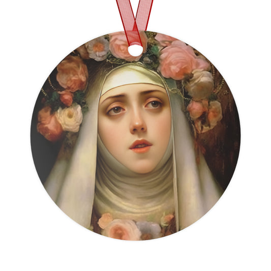 Saint Rose of Lima Metal Ornament - Religious Holiday Christmas Ornament and Keepsake - Double sided - Prayer Ornament