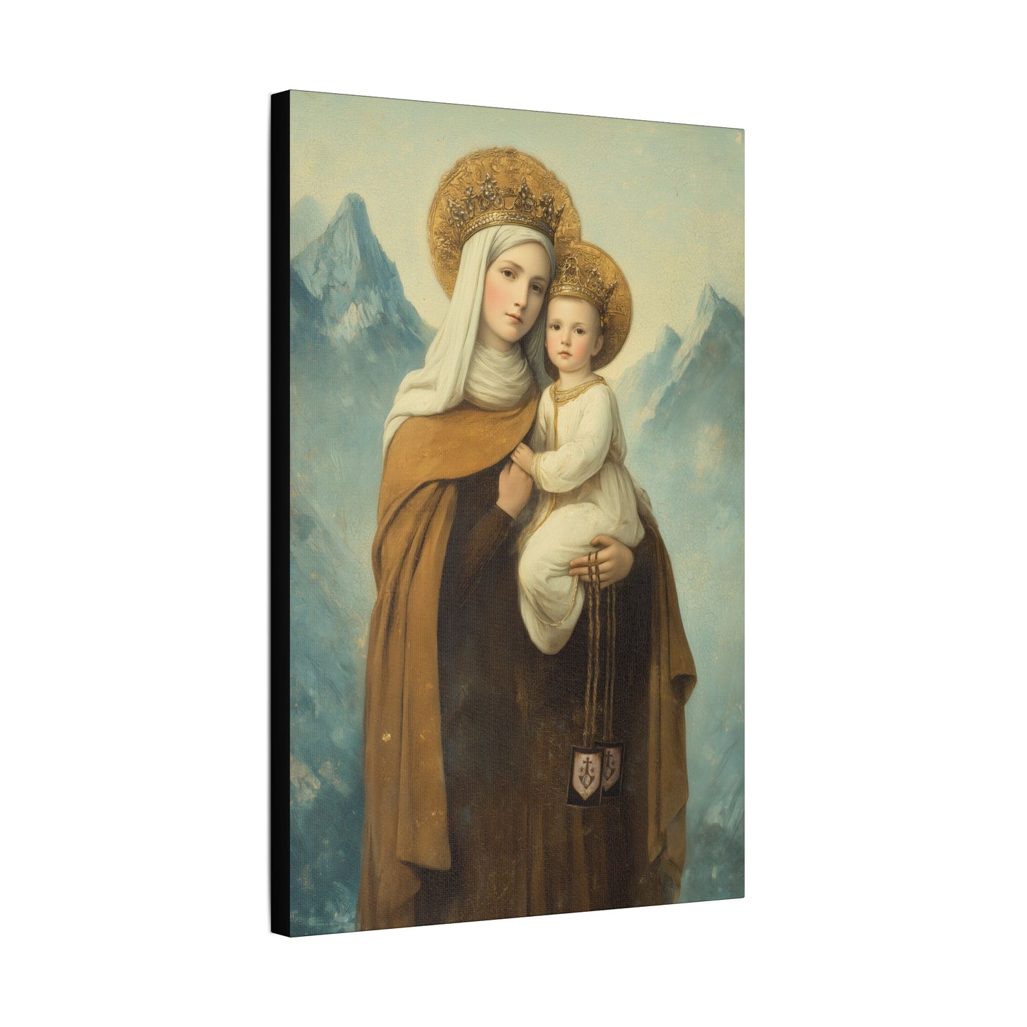 The Gift of the Scapular - Our Lady of Mount Carmel Wrapped Canvas Print - Multiple Sizes - Catholic Home art Matte Canvas, Stretched
