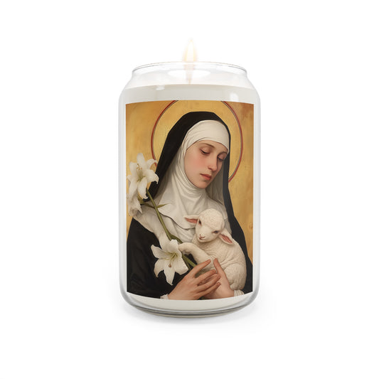 Saint Agnes of Montepulciano - Scented Prayer Candle, 13.75oz -  Candle - Catholic Art - prayer room Scented Candle - Religious gift