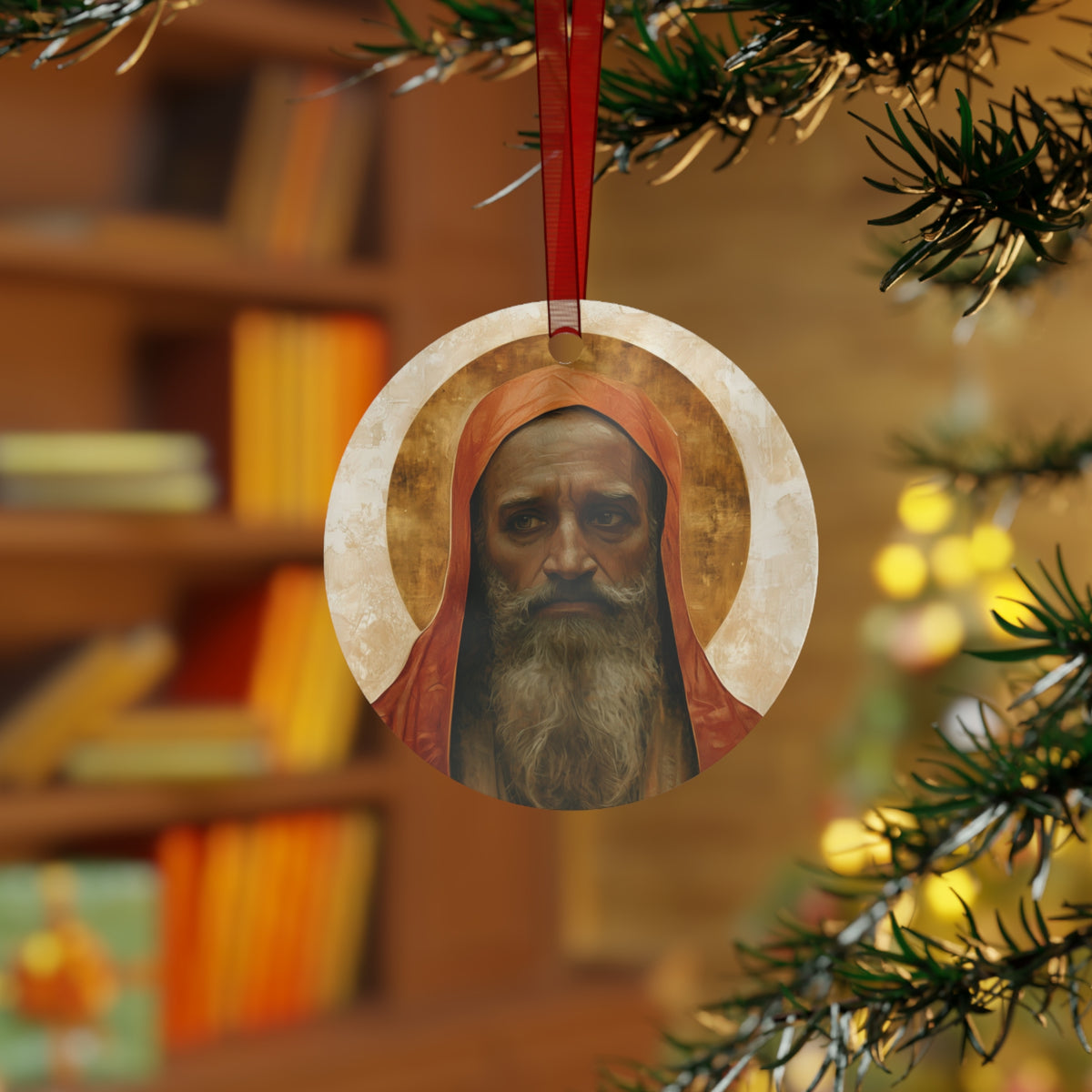 Saint Augustine of Hippo Metal Ornament - Religious Holiday Christmas Ornament and Keepsake - Double sided