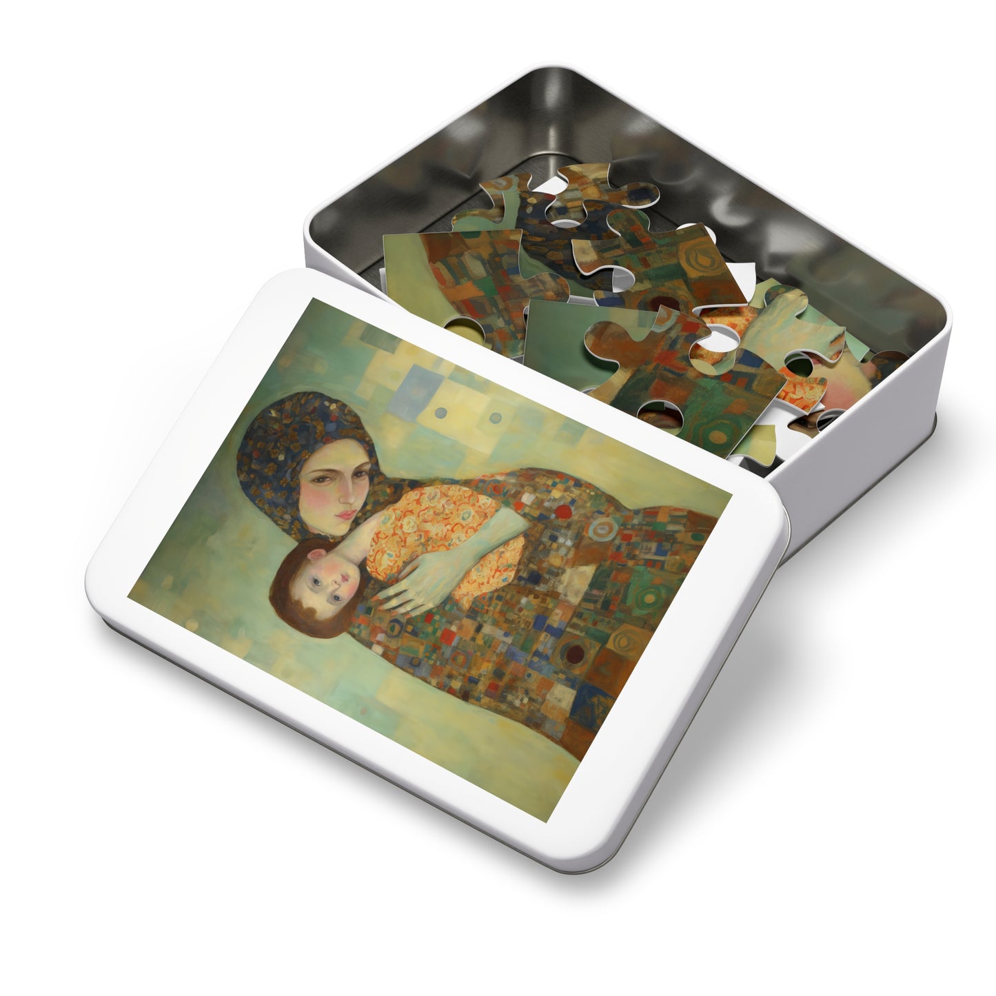 Cherished Blessing - Mary with Her Son - Based on Gustav Klimt's The Kiss - Religious Jigsaw Puzzle (30, 110, 252, 500,1000-Piece)