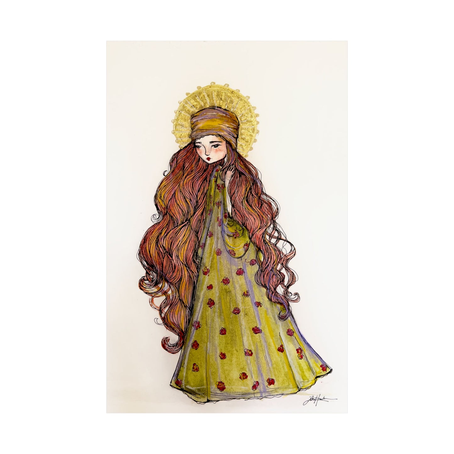 Saint Mary Magdalene Catholic Art Print | Hand-Drawn Watercolor Sacred Artwork | Christian Devotional Wall Art