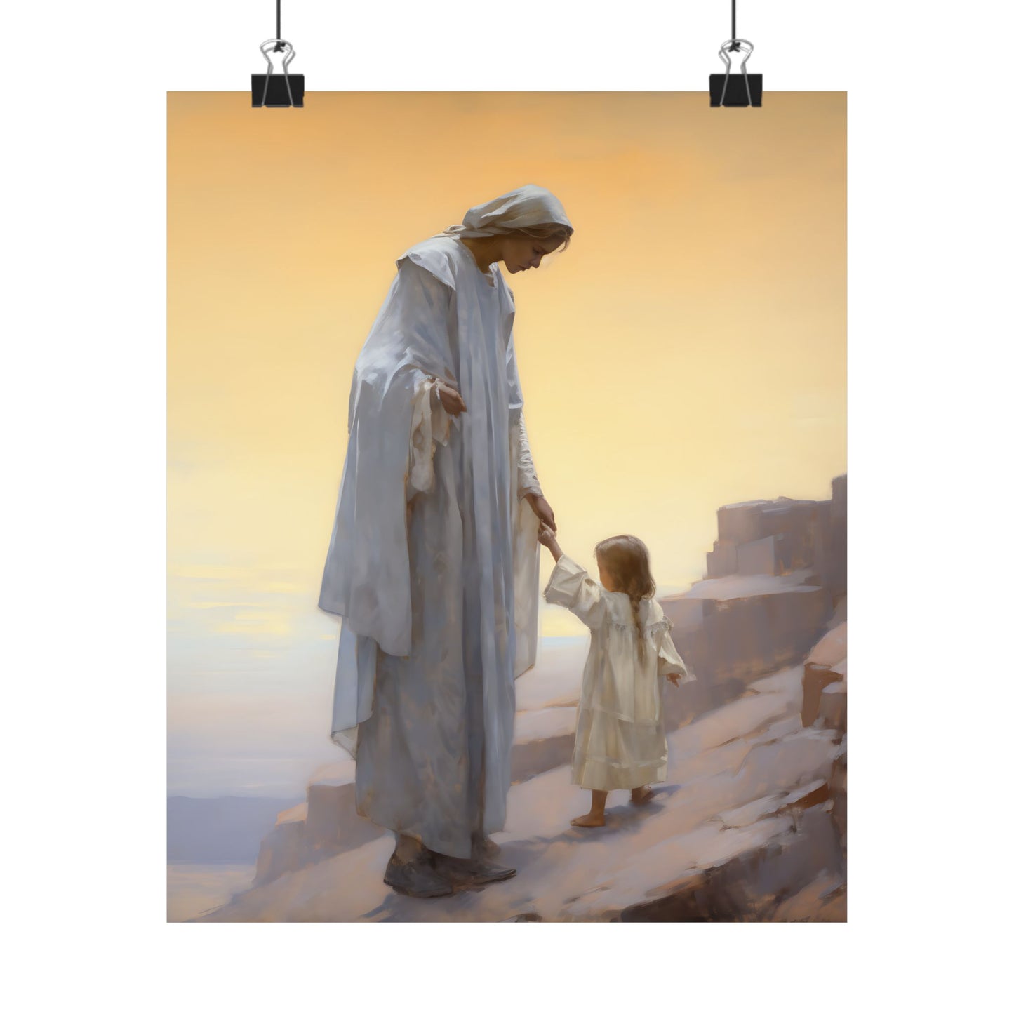 Heavenly Tenderness Print - Sanctified Souls Print - Multiple Sizes - Premium Matte Poster - Mother's Print - Nursery Art - Mom and Baby