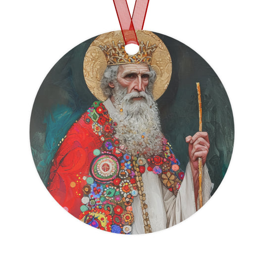 Saint Richard the Pilgrim / Richard of Wessex Metal Ornament - Religious Holiday Christmas Ornament and Keepsake - Double sided