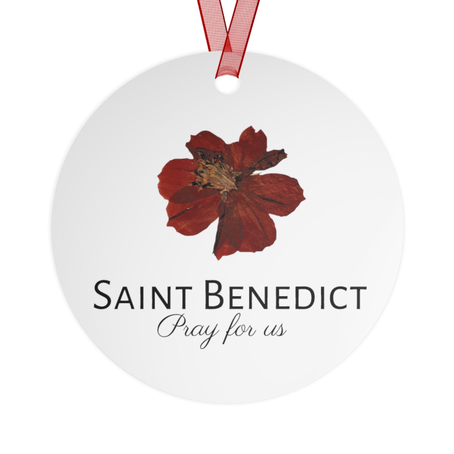 Saint Benedict  Metal Ornament - Religious Holiday Christmas Ornament and Keepsake - Prayer Ornament