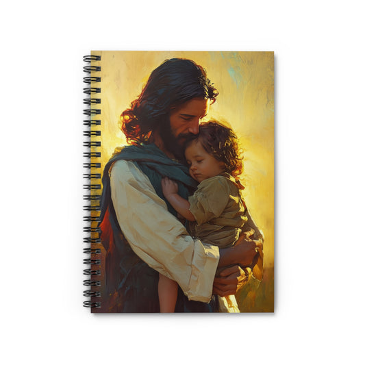 Divine Protector of the Innocent - Christ and Child - Sanctified Souls Art - Religious - Spiral Notebook - Ruled Line - Religious art