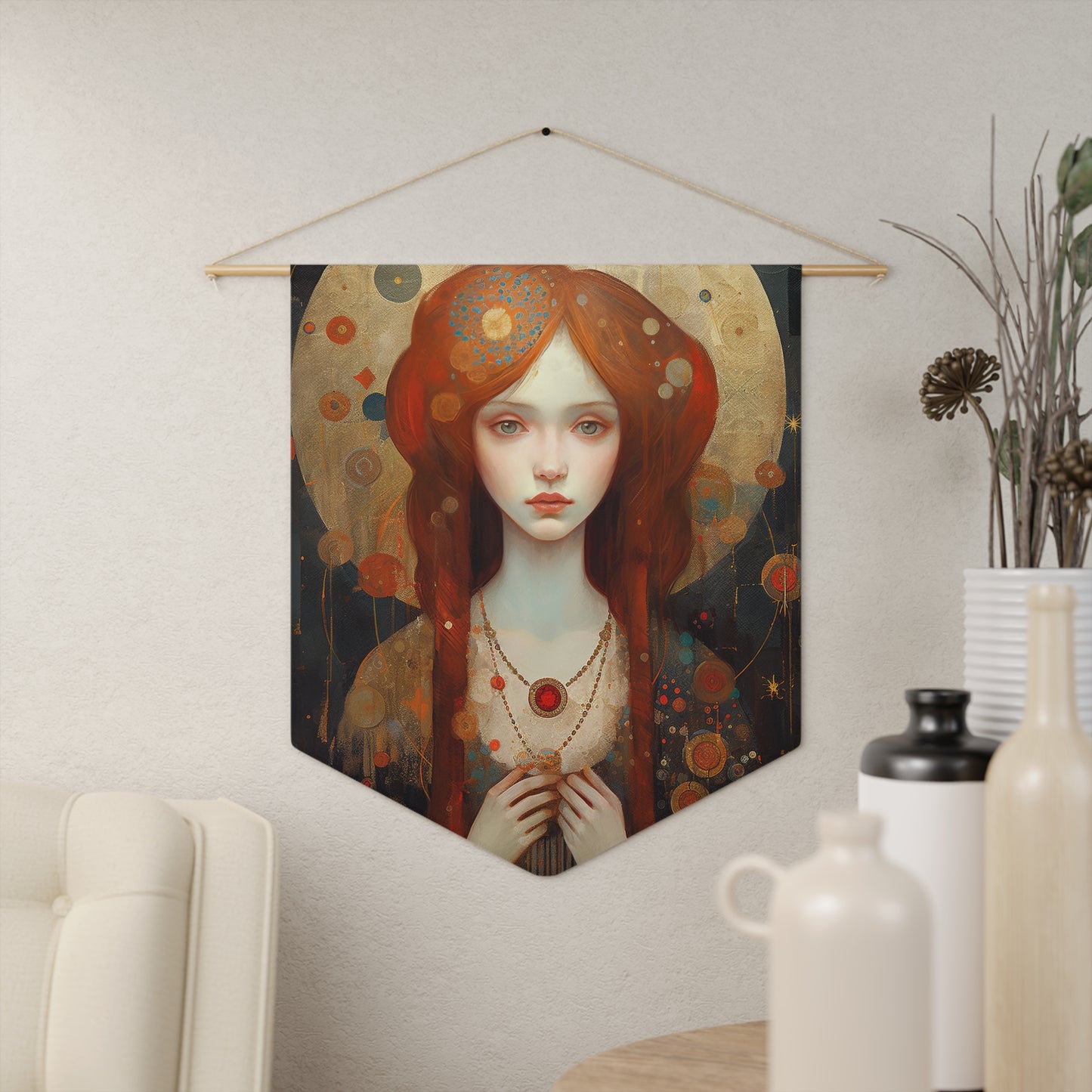 Saint Lucy Wall Banner / Wall Hanging / Pennant - Unique Religious Art for your home - Prayer room - Catholic Home Art - Large - 18" x 21"