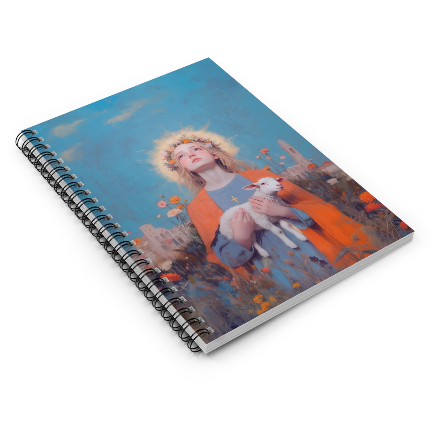 Saint Agnes of Rome - Sanctified Souls Art - Religious Based Notebook - Spiral Notebook - Prayer journal