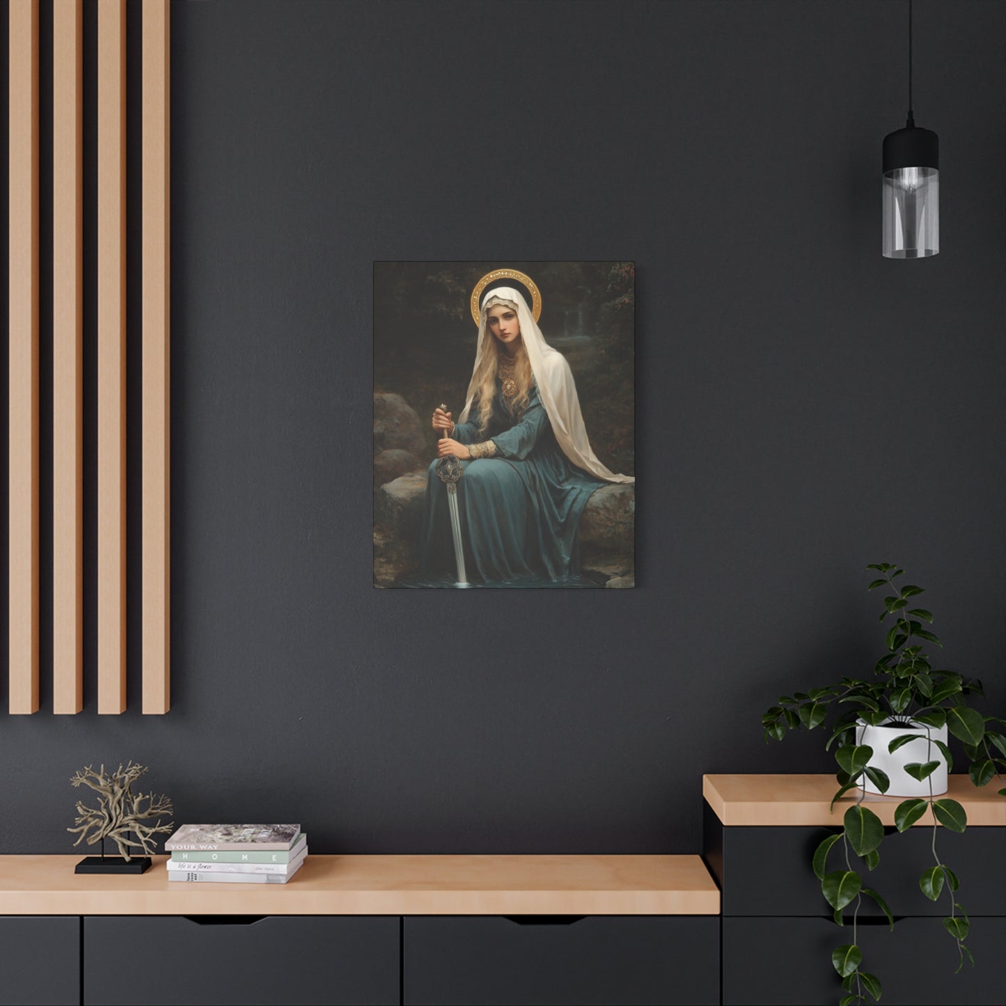 Saint Winifred - Museum Wrapped Canvas - Print - Religious Art for your Home - Christian print - Prayer Room Art - Catholic