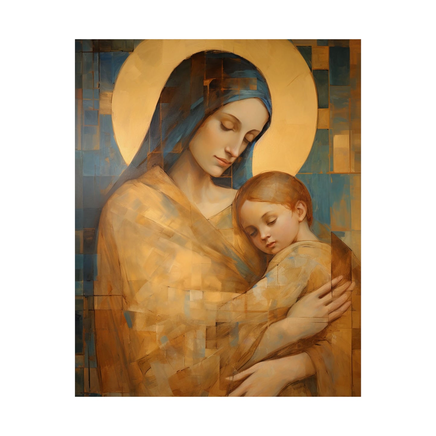 Heavenly Connection - Mary and the Divine Son - Multiple Sizes - Premium Matte Vertical Posters - Christ Child and Mother Mary
