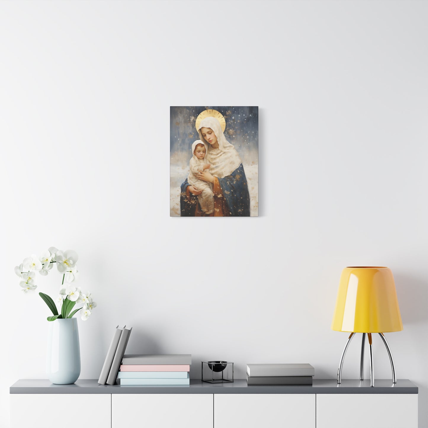 Winter's Grace : Our Lady of the Snows Canvas Print - Multiple Sizes - Catholic Home art - Gallery Wrapped Canvas - Sanctified Souls Print