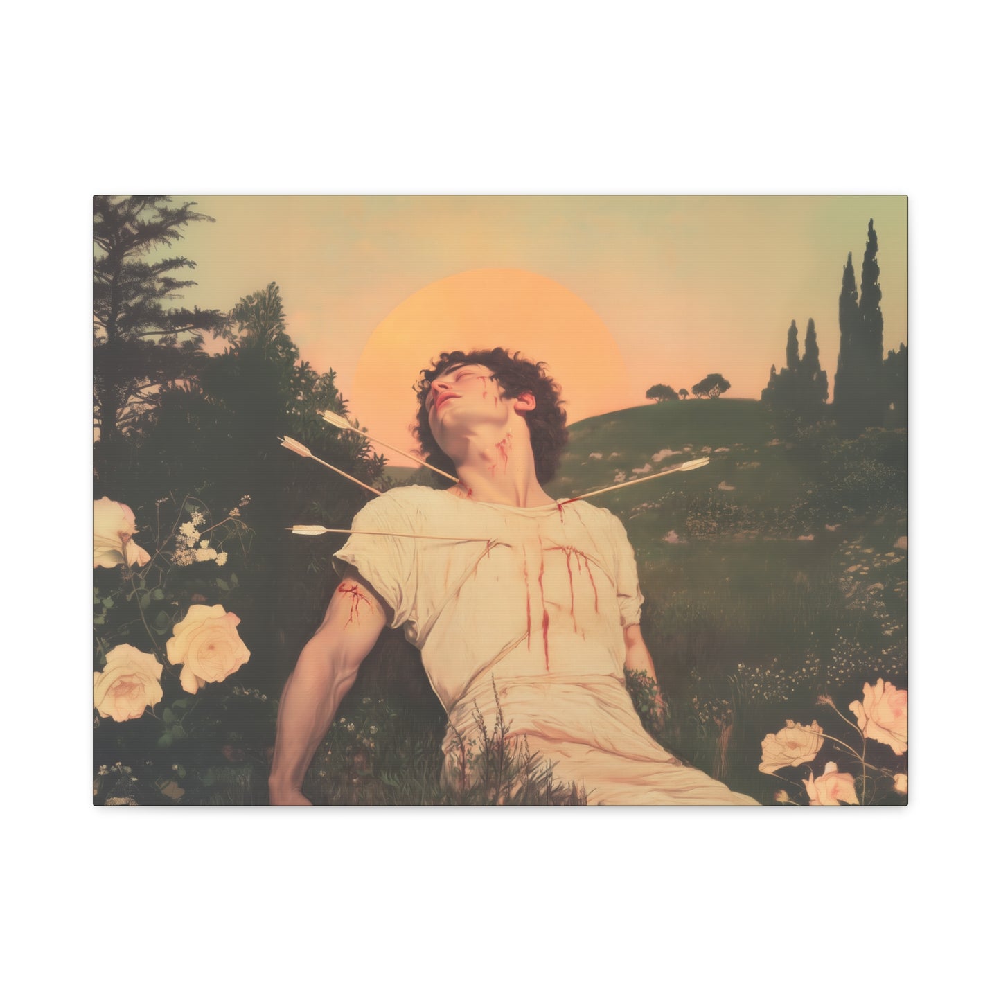 Saint Sebastian -  Museum Wrapped Canvas - Sanctified Souls Print - Religious Art for your Home - Catholic Patron Saint Art