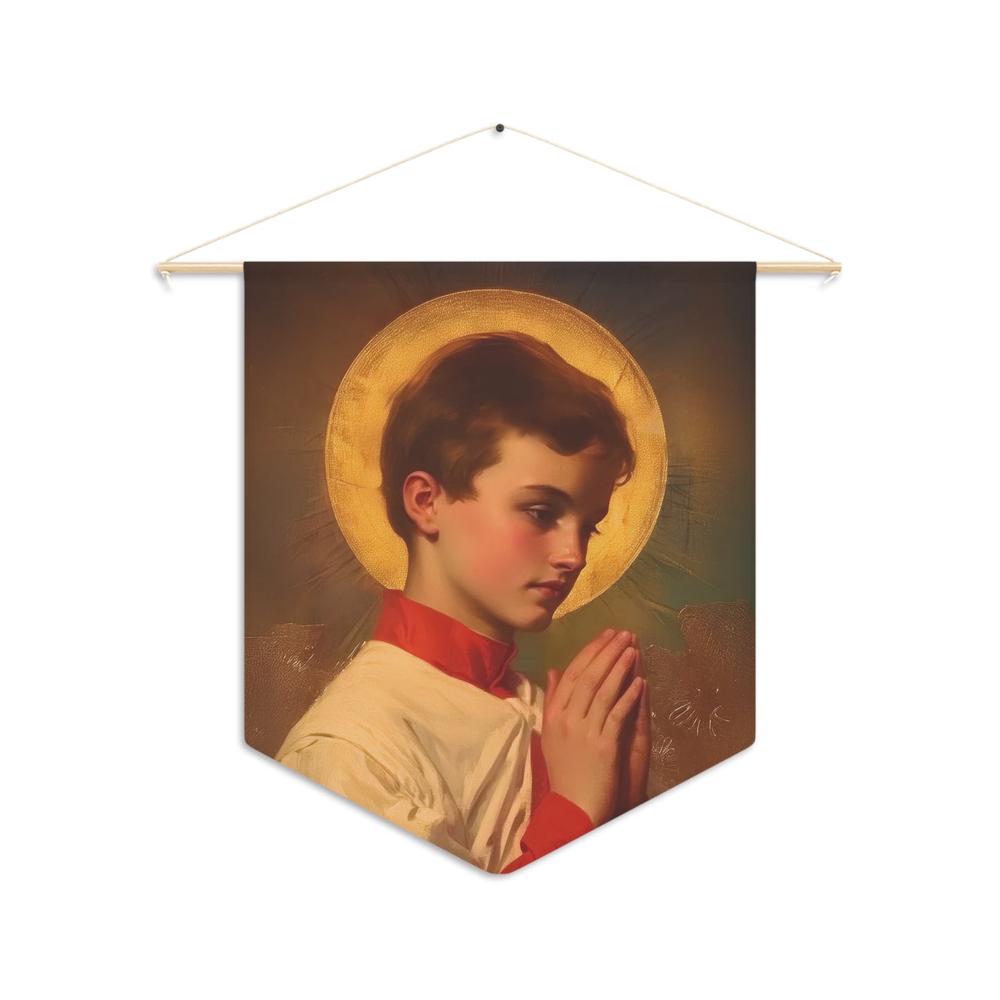 Saint Dominic Savio Pennant / Banner / Wall Hanging - Prayer room art - 18" x 21" - Catholic prayer Religious - Large Print