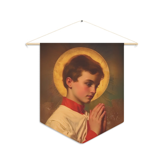Saint Dominic Savio Pennant / Banner / Wall Hanging - Prayer room art - 18" x 21" - Catholic prayer Religious - Large Print