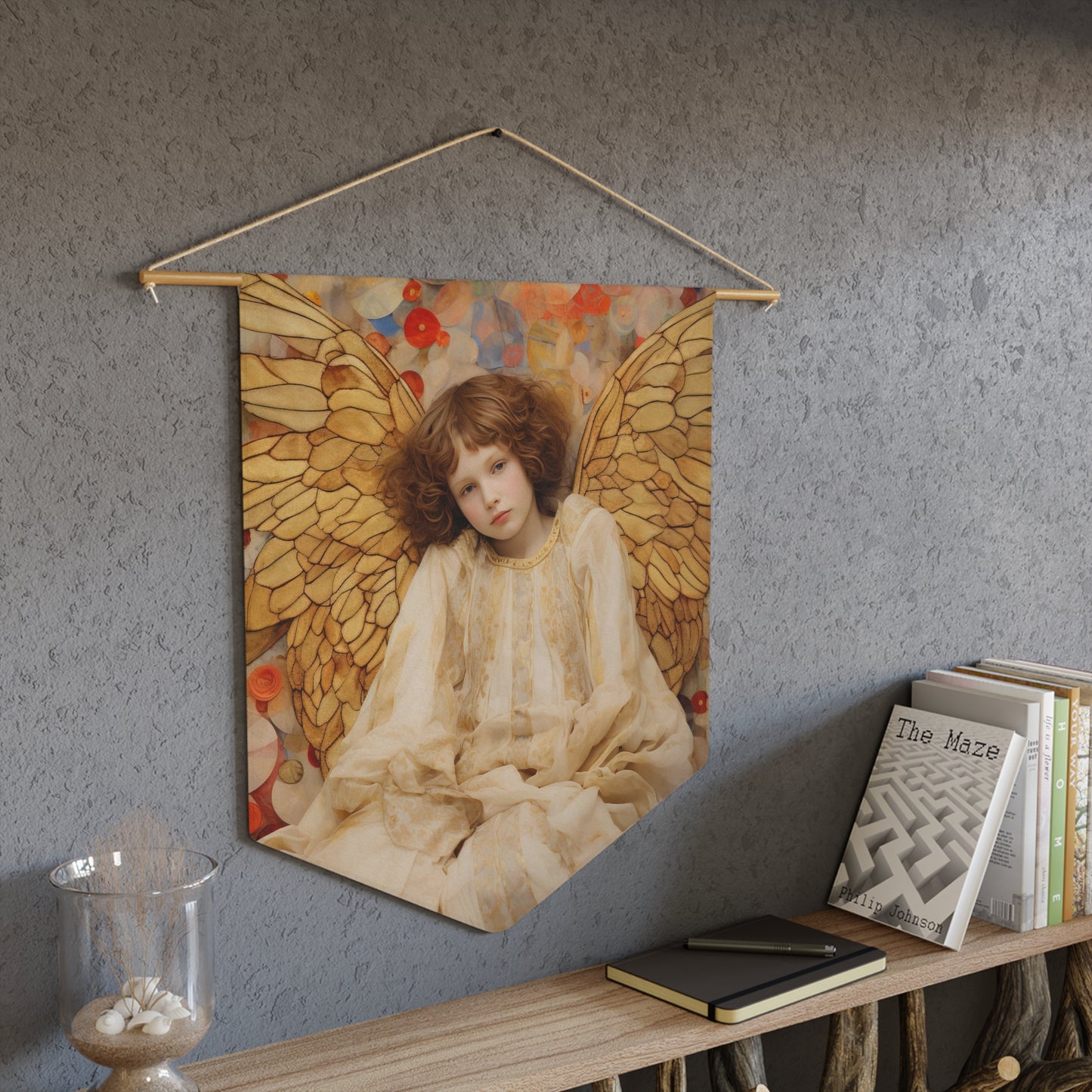 Guiding Light Wall Banner / Wall Hanging - Guardian Angel Art - Nursery room print - Religious Large Art Print - 18" x 21"