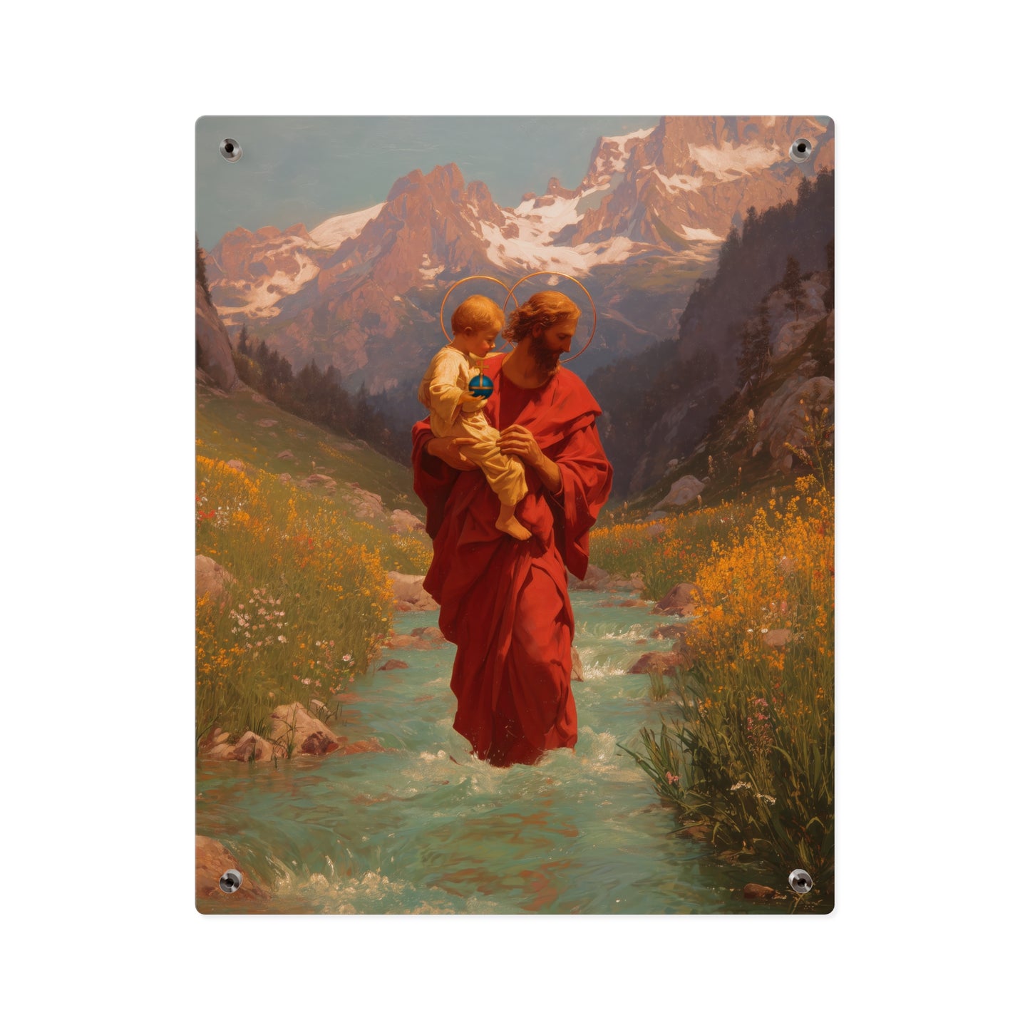 Saint Christopher Wall Art Panel - Ready to Hang Acrylic Print - Catholic Saint Art - Patron Saint Print - No Frame needed