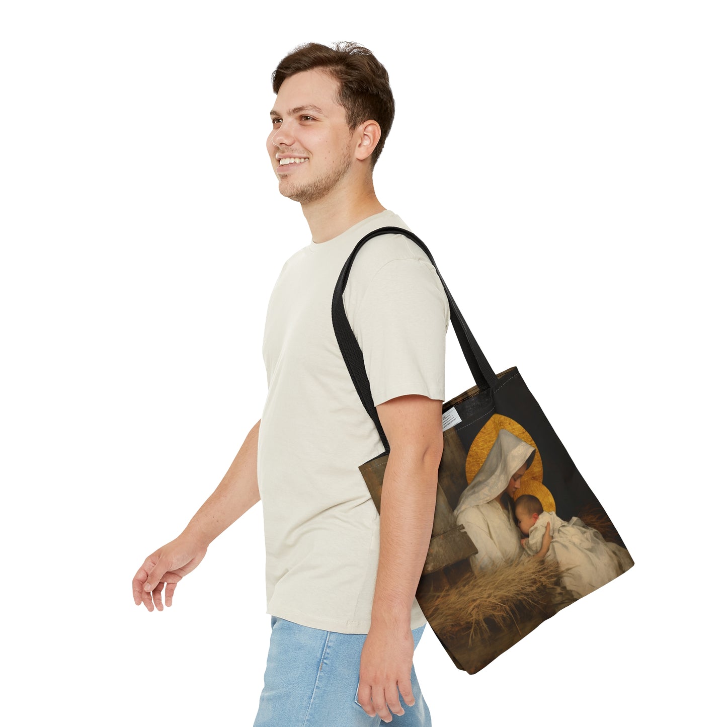 Our Lady of the Manger - Mother Mary and the Christ Child - Tote Bag - Large Medium Small Faith Art Bag - Catholic Faith Purse