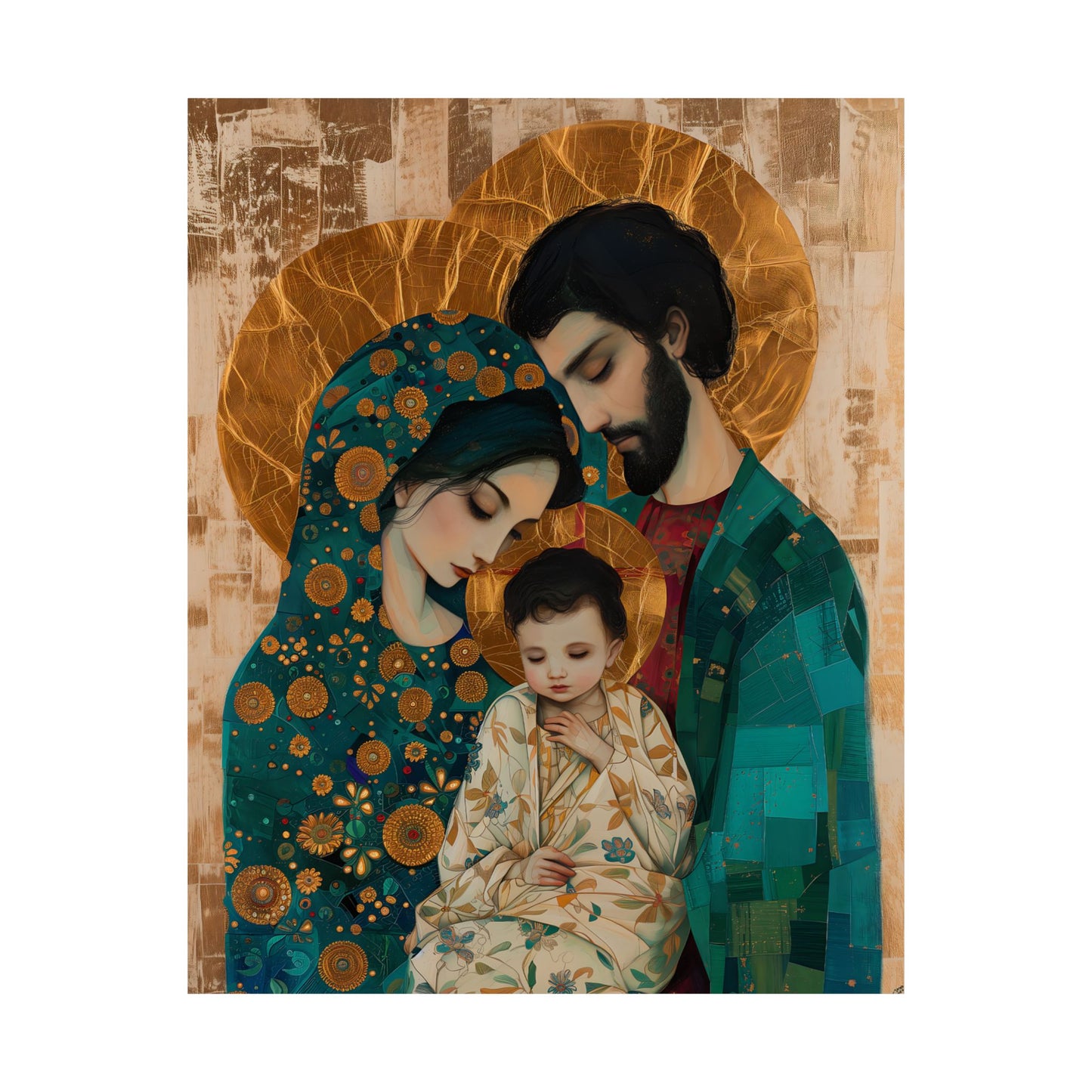 Sacred Love- The Holy Family Portrait - Sanctified Souls Print - Multiple Sizes - Premium Matte Vertical Posters - Jesus, Mary, Joseph