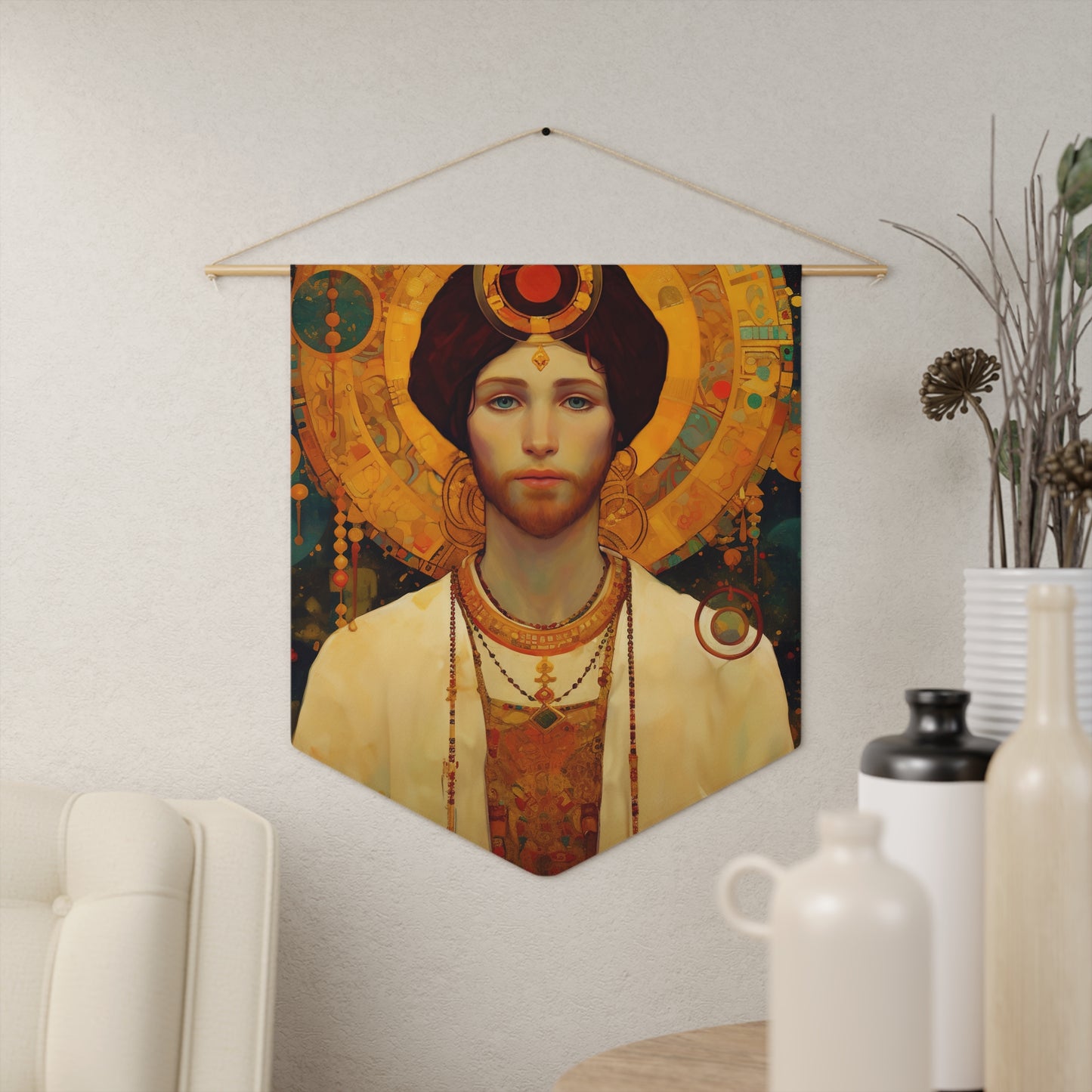 Saint Abdiesus Banner / Wall Hanging / Pennant - Prayer room - Catholic Art - Saint Art - Large Saint Print - 18" x 21"