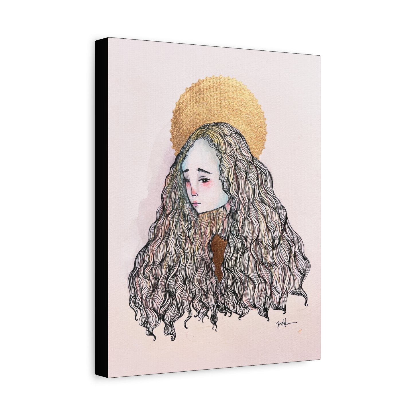 Saint Philomena Canvas Print - Hand-Drawn Catholic Art Print | Christian Sacred Wall Art | Sanctified Solocosmo Religious Artwork