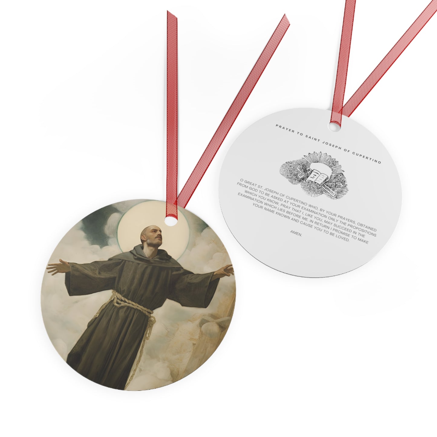 Saint Joseph of Cupertino Metal Ornament - Religious Holiday Christmas Ornament and Keepsake - Double sided Keepsake Religious Ornament