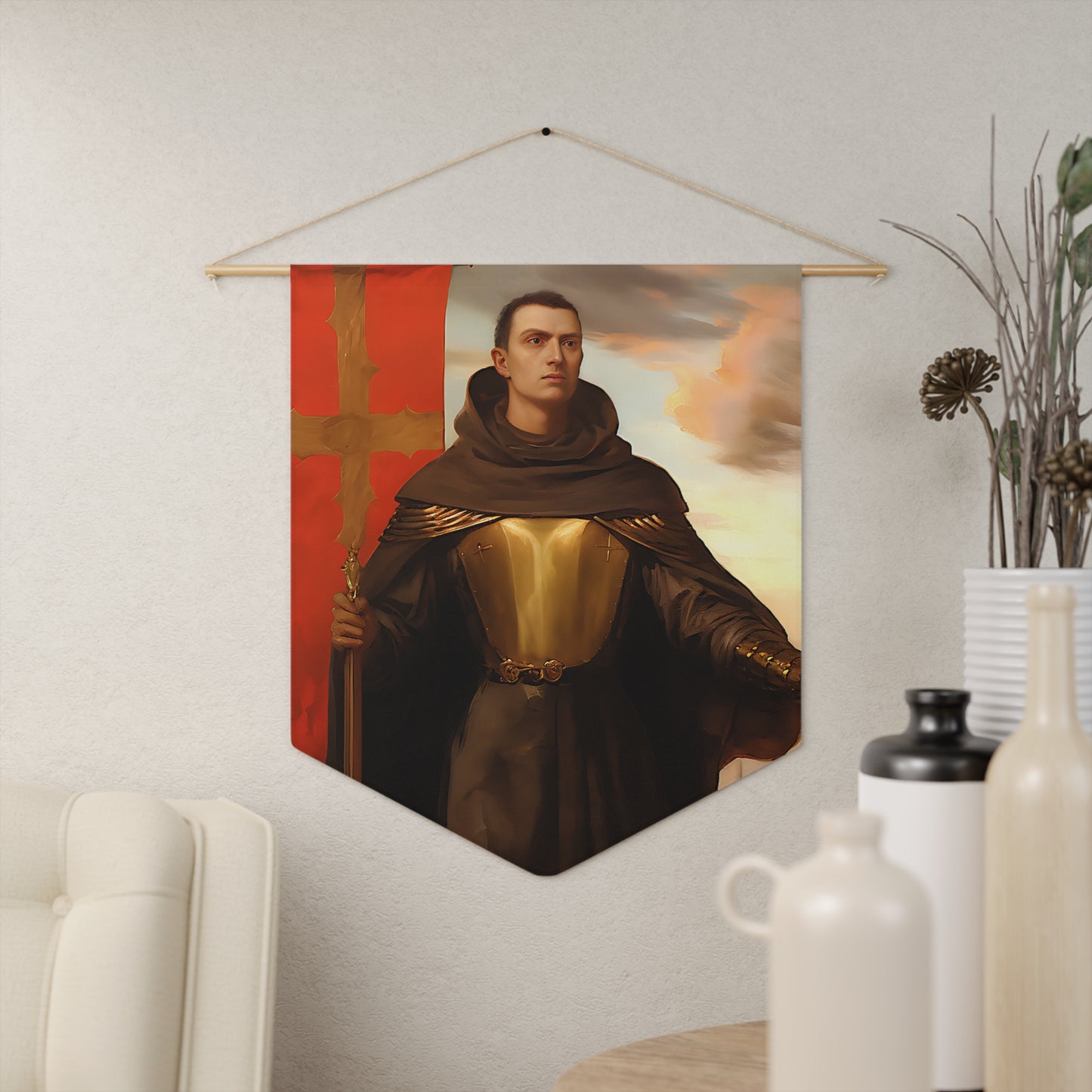 Saint John of Capistrano Wall Banner / Wall Hanging / Pennant - Prayer room art piece- Catholic art - Saint Art - Large print 18x21"