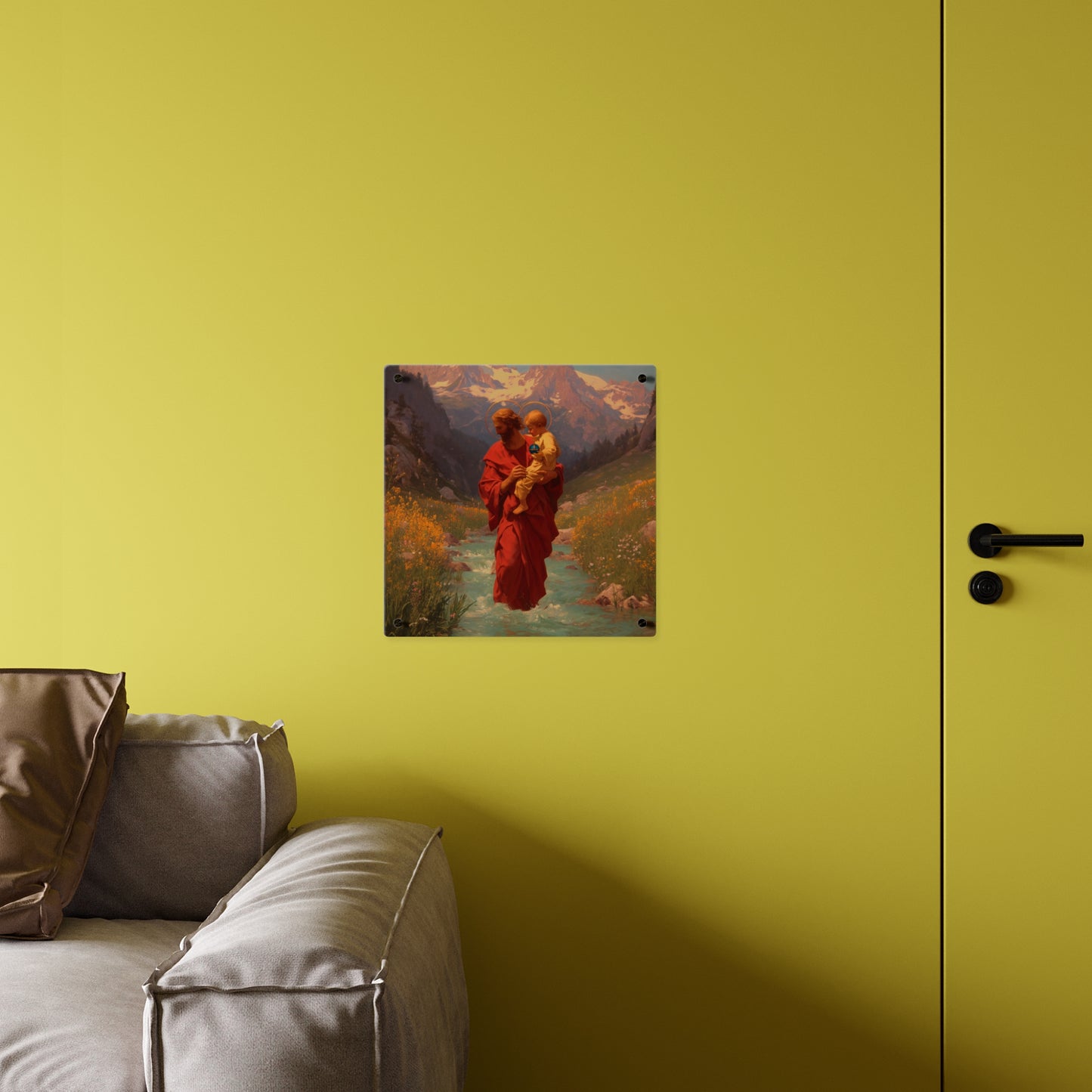 Saint Christopher Wall Art Panel - Ready to Hang Acrylic Print - Catholic Saint Art - Patron Saint Print - No Frame needed