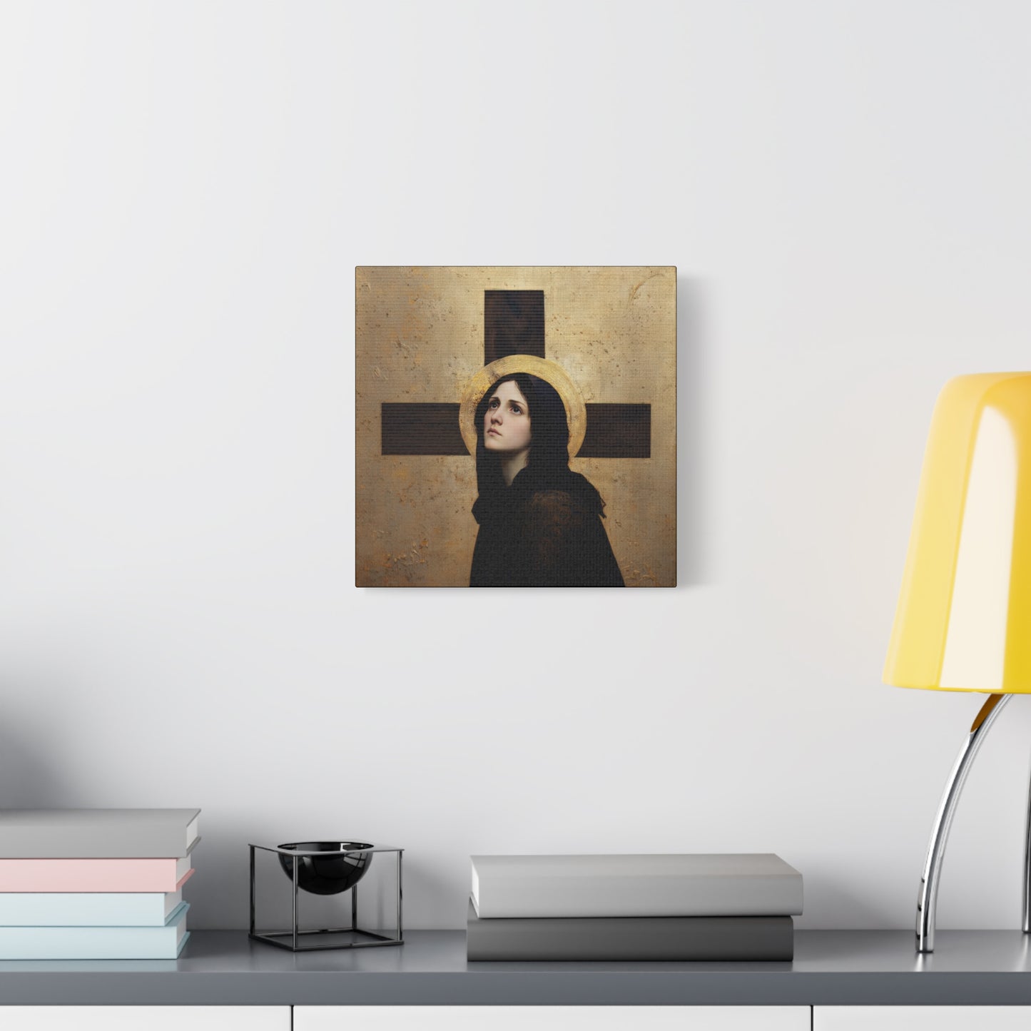 Our Lady of the Cross - Mother Mary  - Our Lady of the Crucifix - Marian Art - Gallery Wrapped Canvas - Print - Catholic Art Print