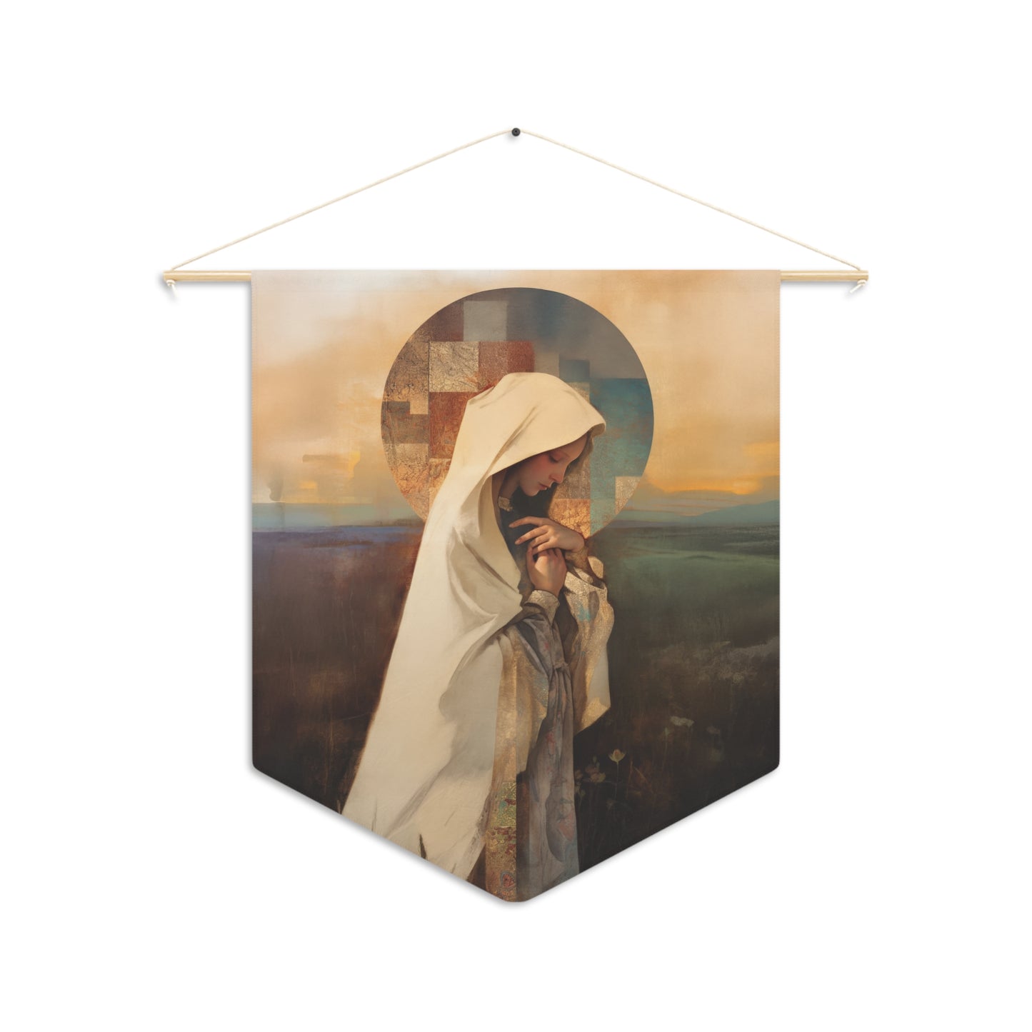 Our Lady of the Prairie Pennant / Banner / Wall Hanging - Prayer room art - 18" x 21" - Catholic - Large Banner