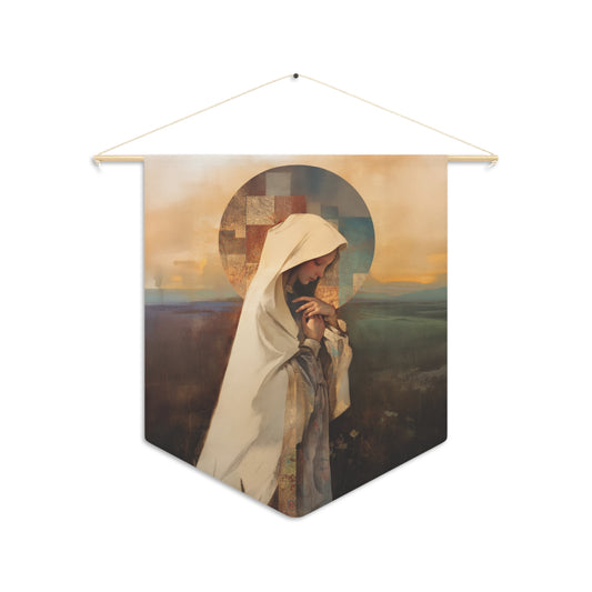 Our Lady of the Prairie Pennant / Banner / Wall Hanging - Prayer room art - 18" x 21" - Catholic - Large Banner