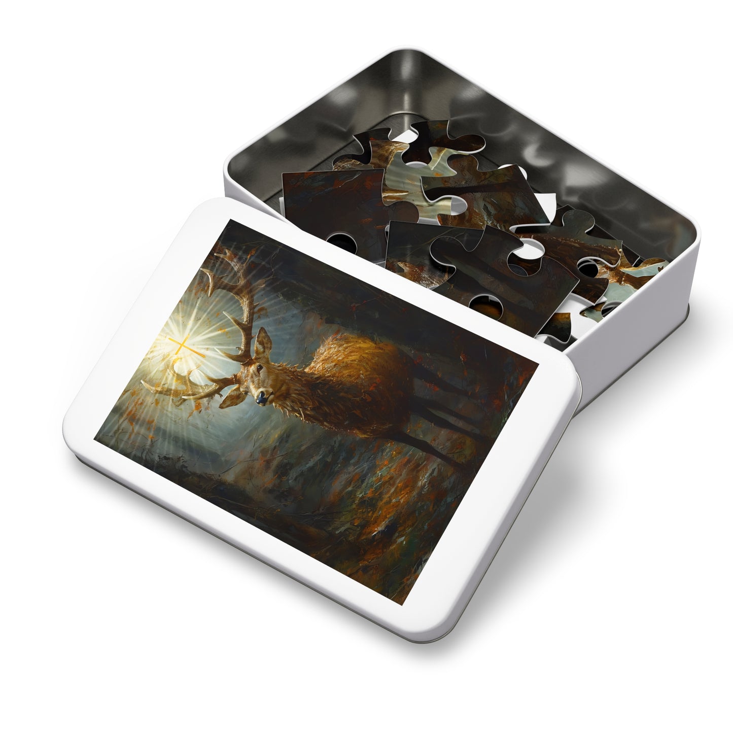 The Stag of Saint Hubert / Saint Hubertus Stag - Puzzle and Keepsake Tin - Jigsaw Puzzle (30, 110, 252, 500,1000-Piece) - Religious Puzzle
